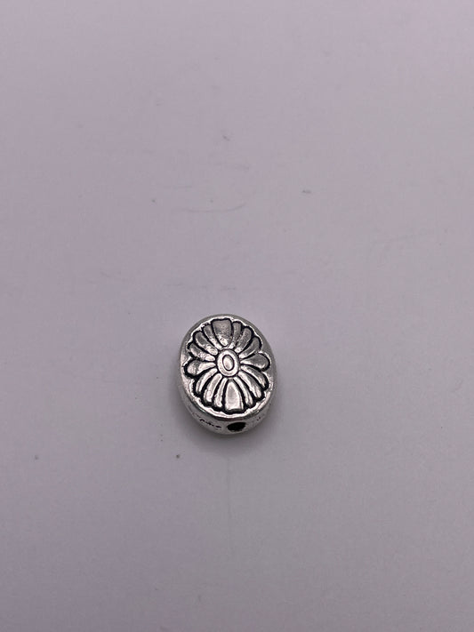 Pewter Flower Oval Bead .95