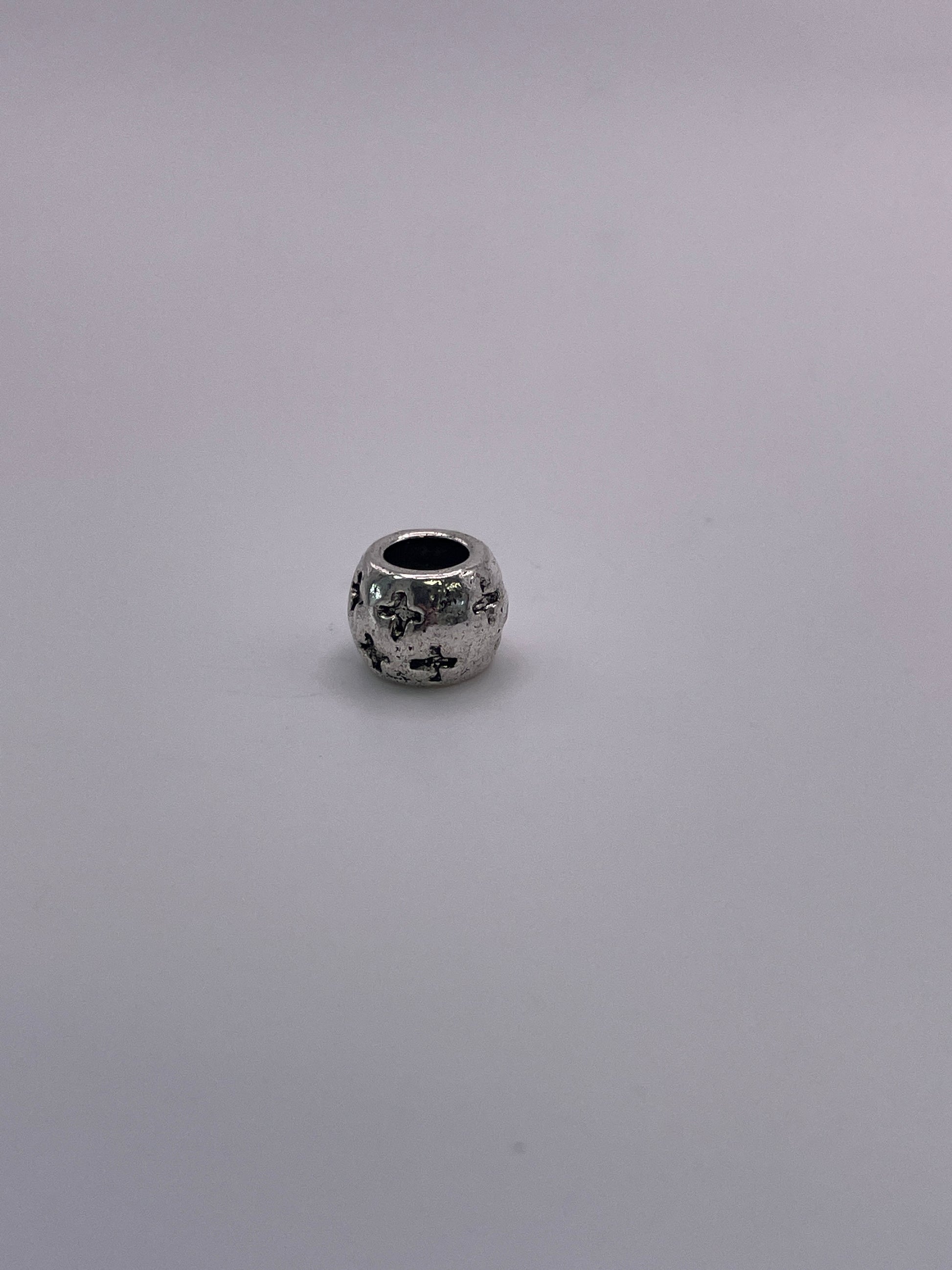 Pewter Cross Barrel Bead 1