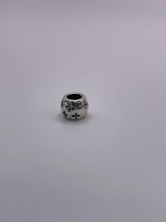 Pewter Cross Barrel Bead 1