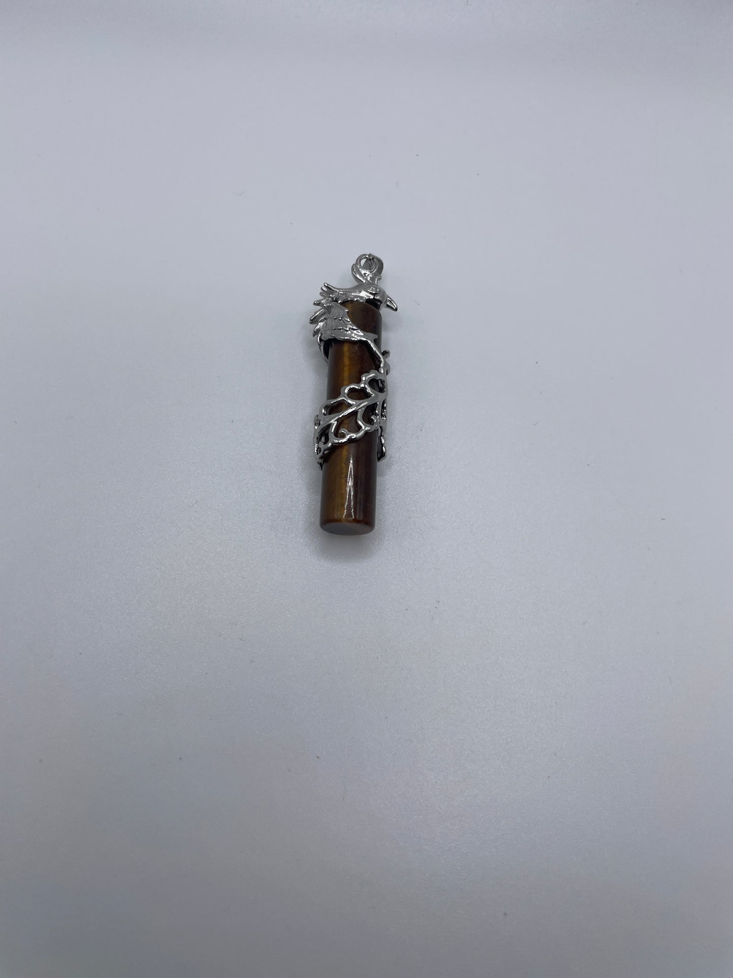 Phoenix On Gemstone Cylinder Pendant