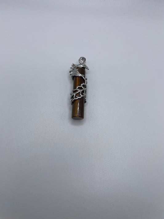 Phoenix On Gemstone Cylinder Pendant