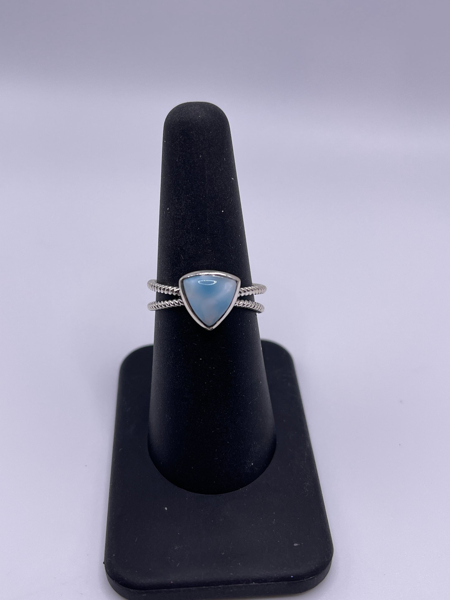 Larimar Triangle Twist Sterling Silver Ring Size 8