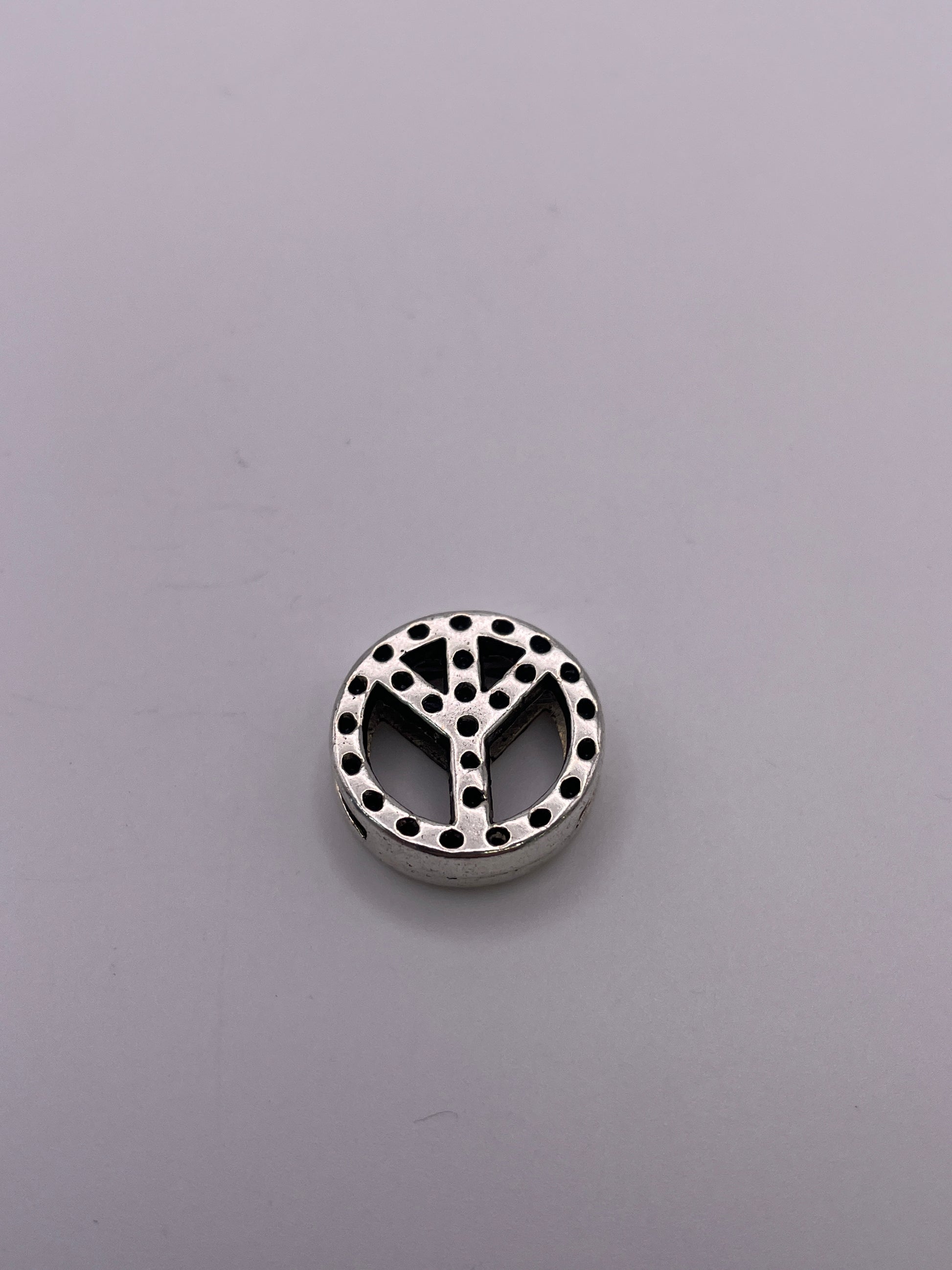 Pewter Peace Sign Leather Slider 1.30