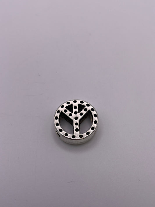 Pewter Peace Sign Leather Slider 1.30
