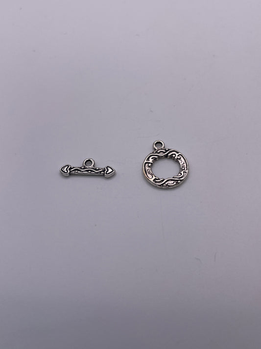 Pewter Wavy Heart Toggle Clasp 1.30