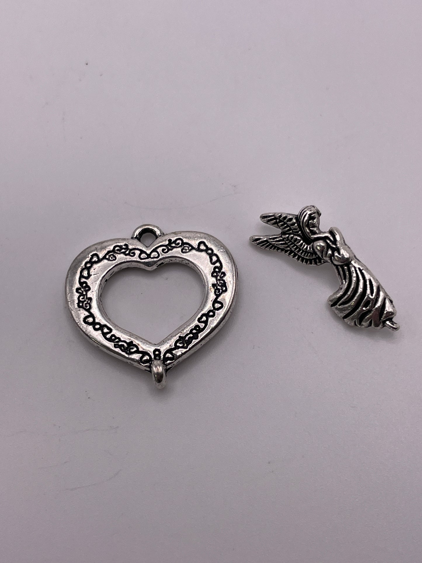 Pewter Heart & Angel Toggle Clasp 1.30