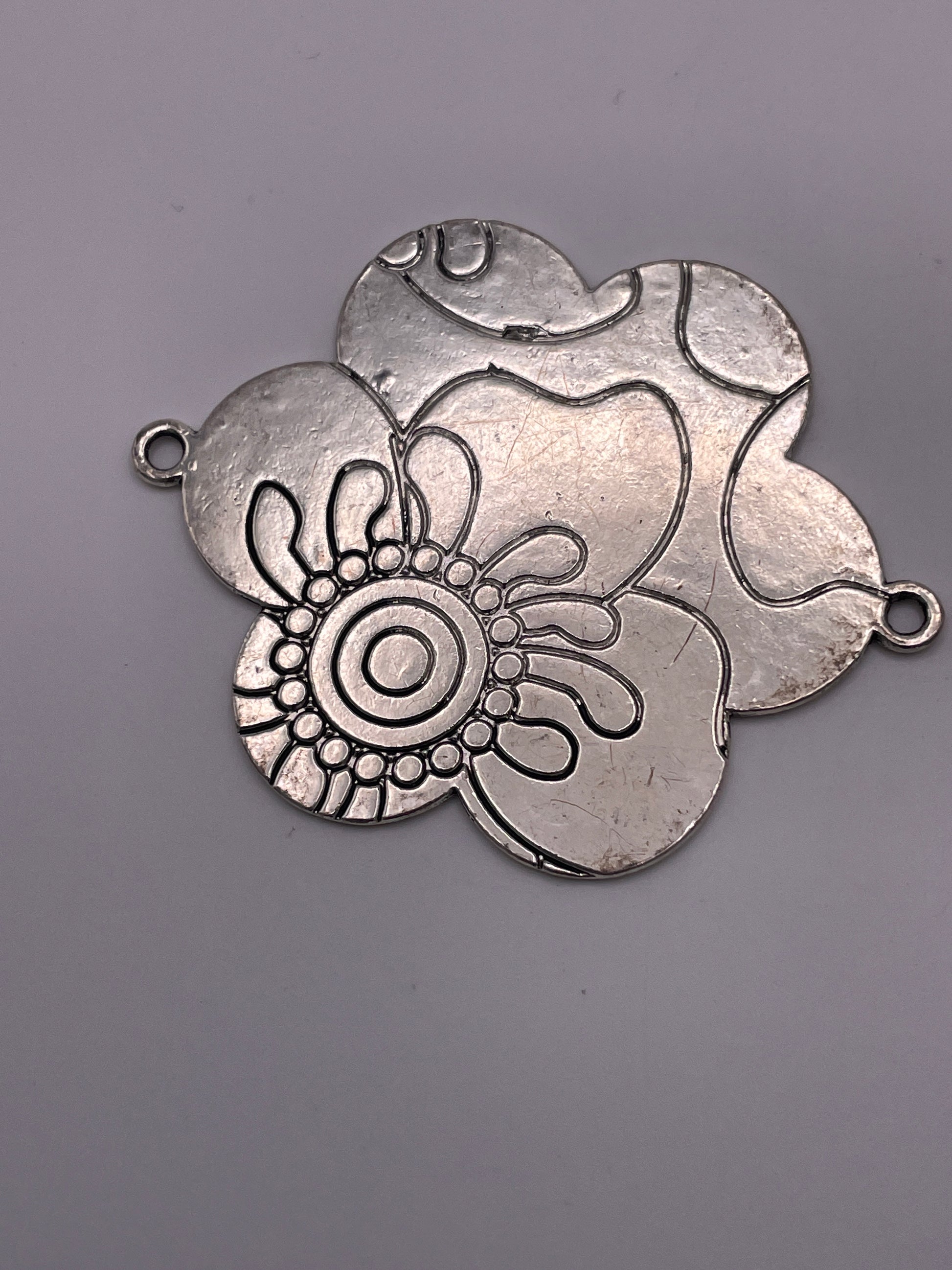 Pewter Flower Connector 2.5