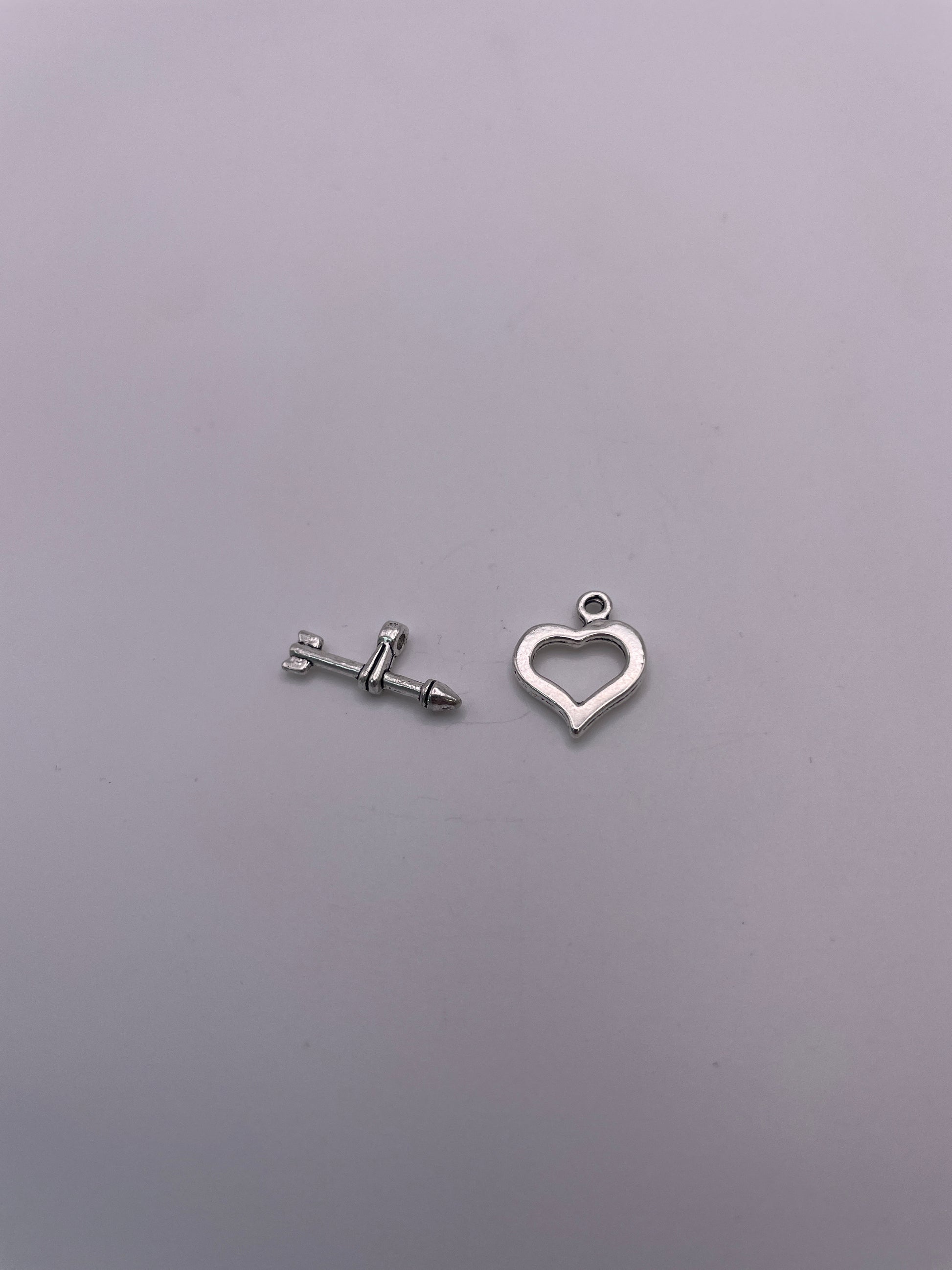 Pewter Heart & Arrow Toggle Clasp 1.2
