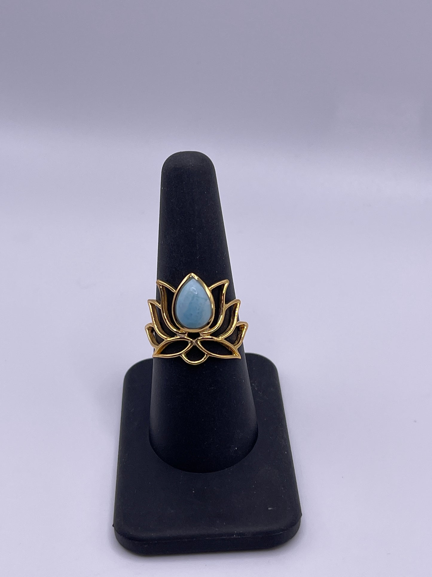 Larimar Lotus Vermeil Ring Size 8