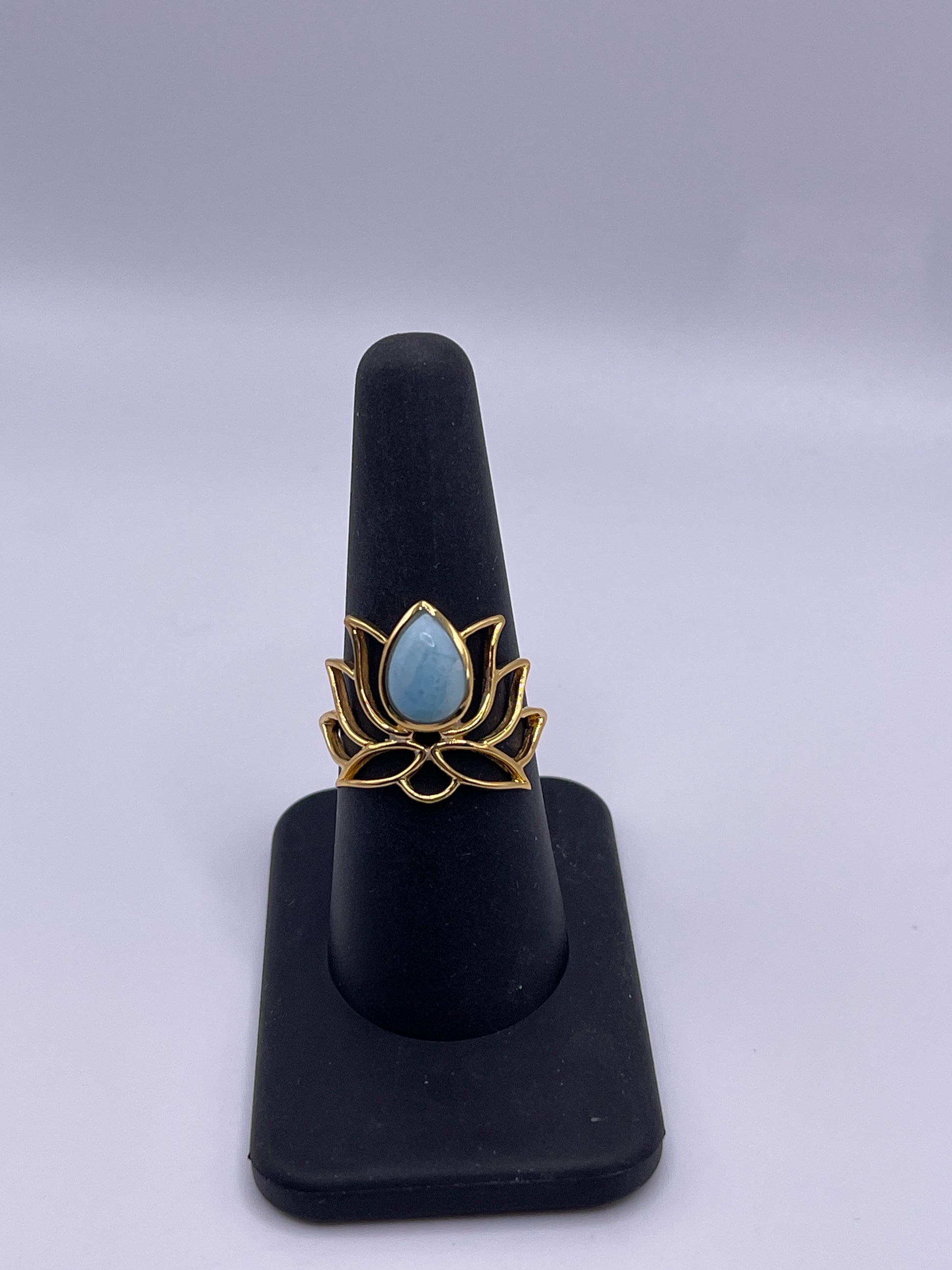 Larimar Lotus Vermeil Ring Size 8