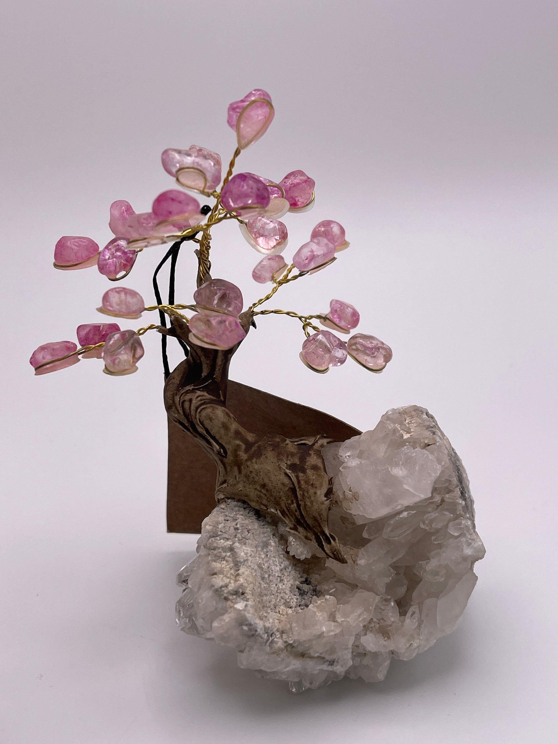 Bonsai Gem Tree on Quartz or Amethyst 4.5-5”