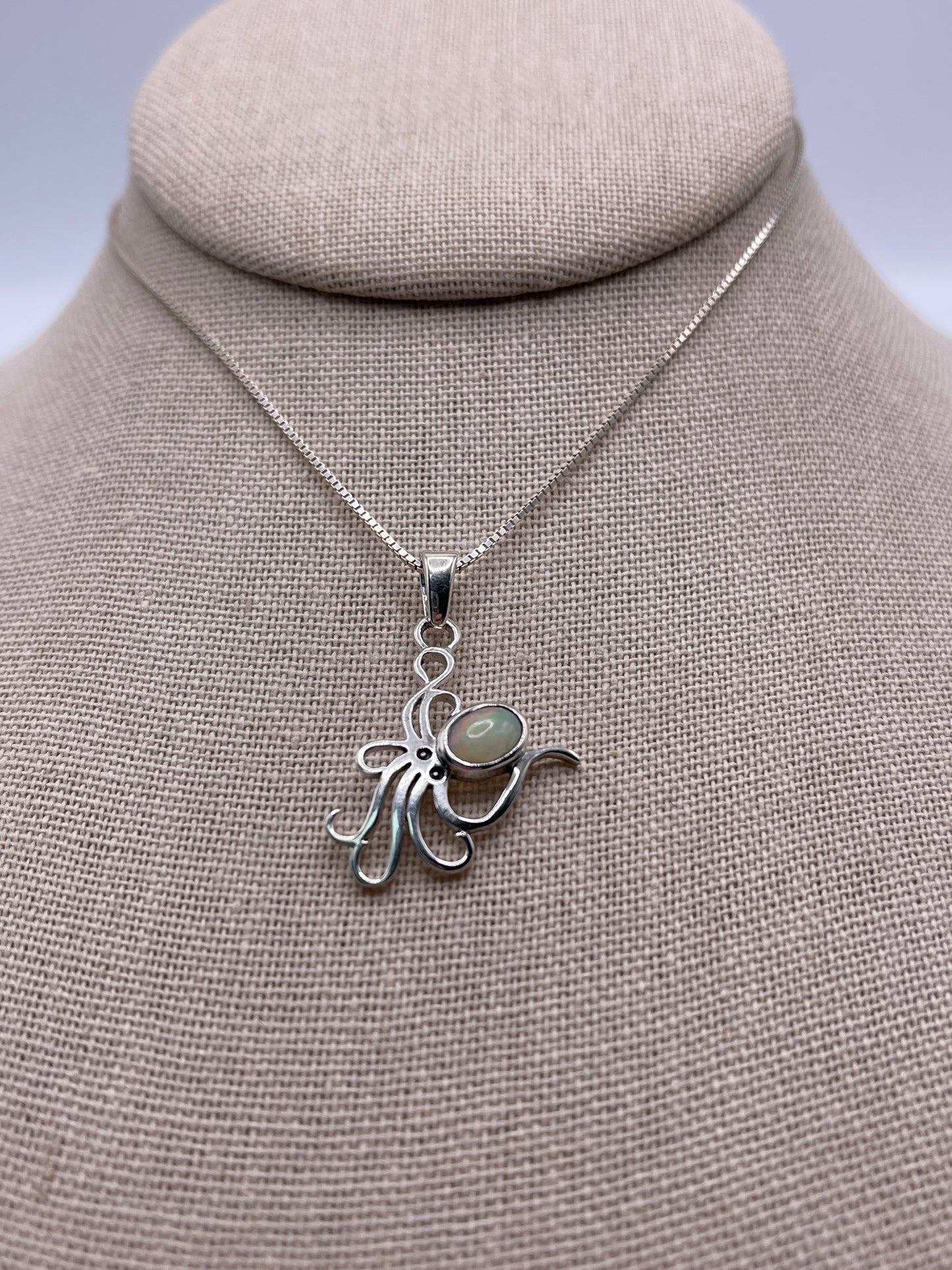 Opal Octopus Sterling Silver Pendant
