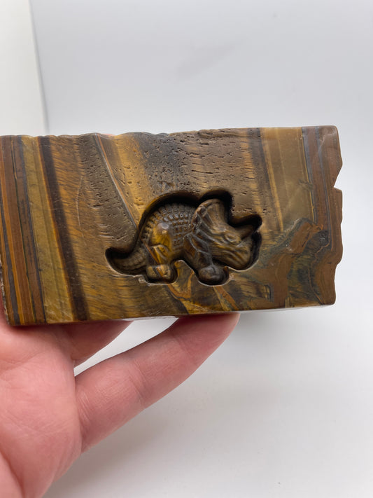 Carved Tiger's Eye Triceratops