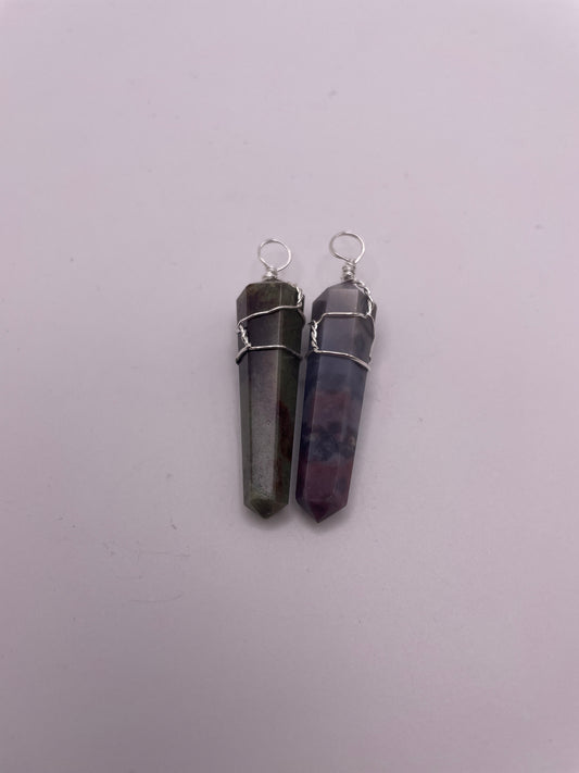 Fancy Jasper Wire Wrapped Point Pendant
