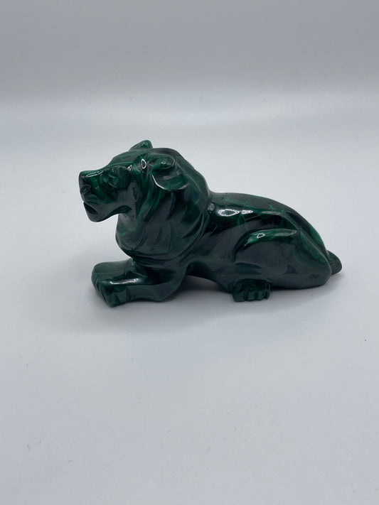 Malachite Lion Relaxing Carving