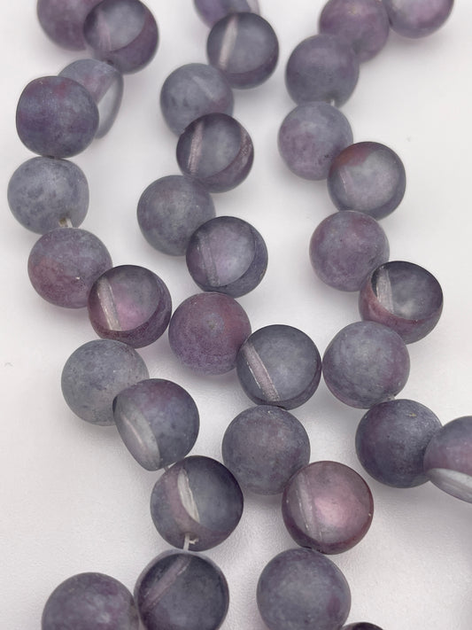 8mm Purple Czech Glass Sliced Bead Top Drill Strand