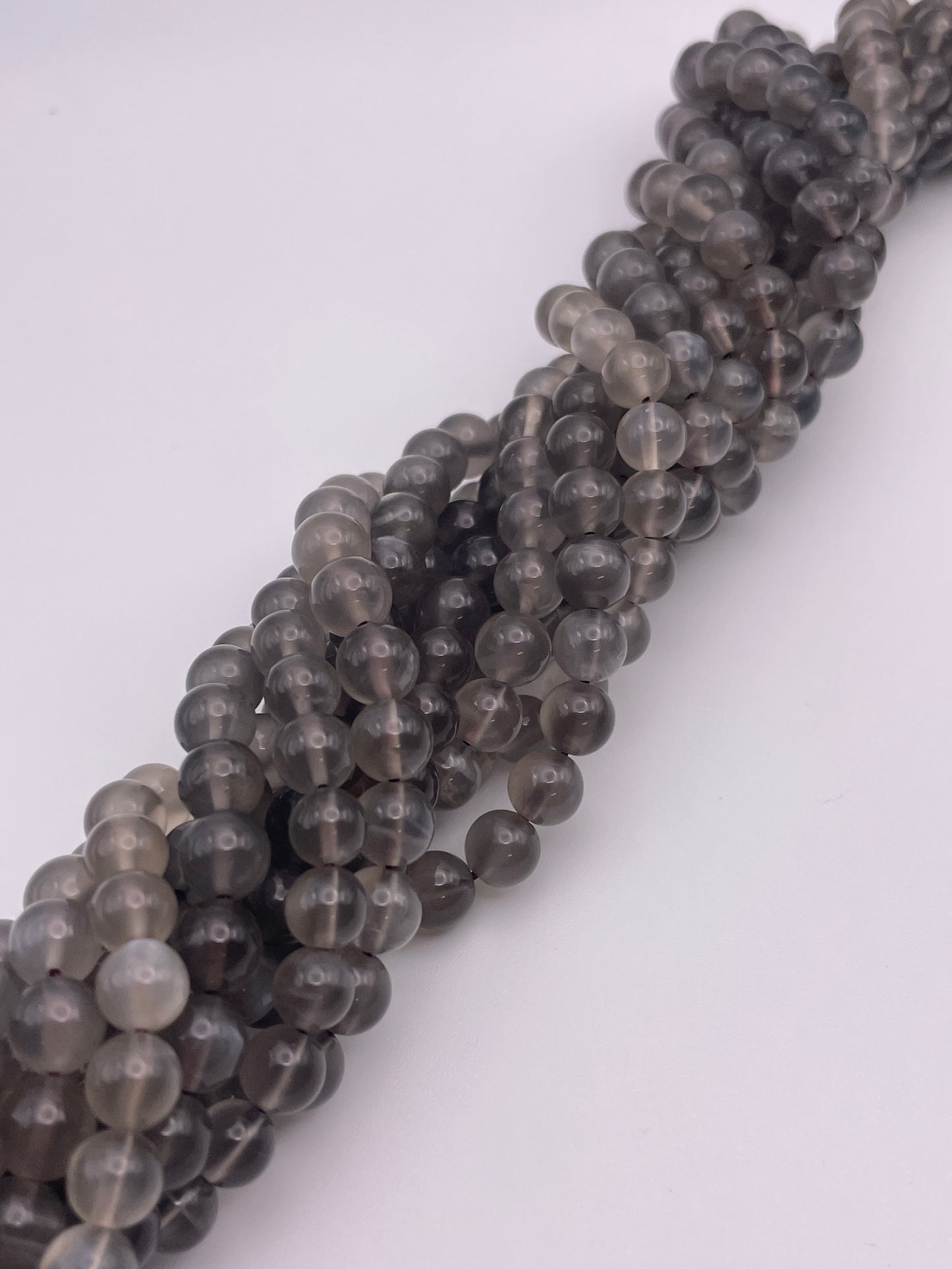 7mm Grey Moonstone Bead Strand