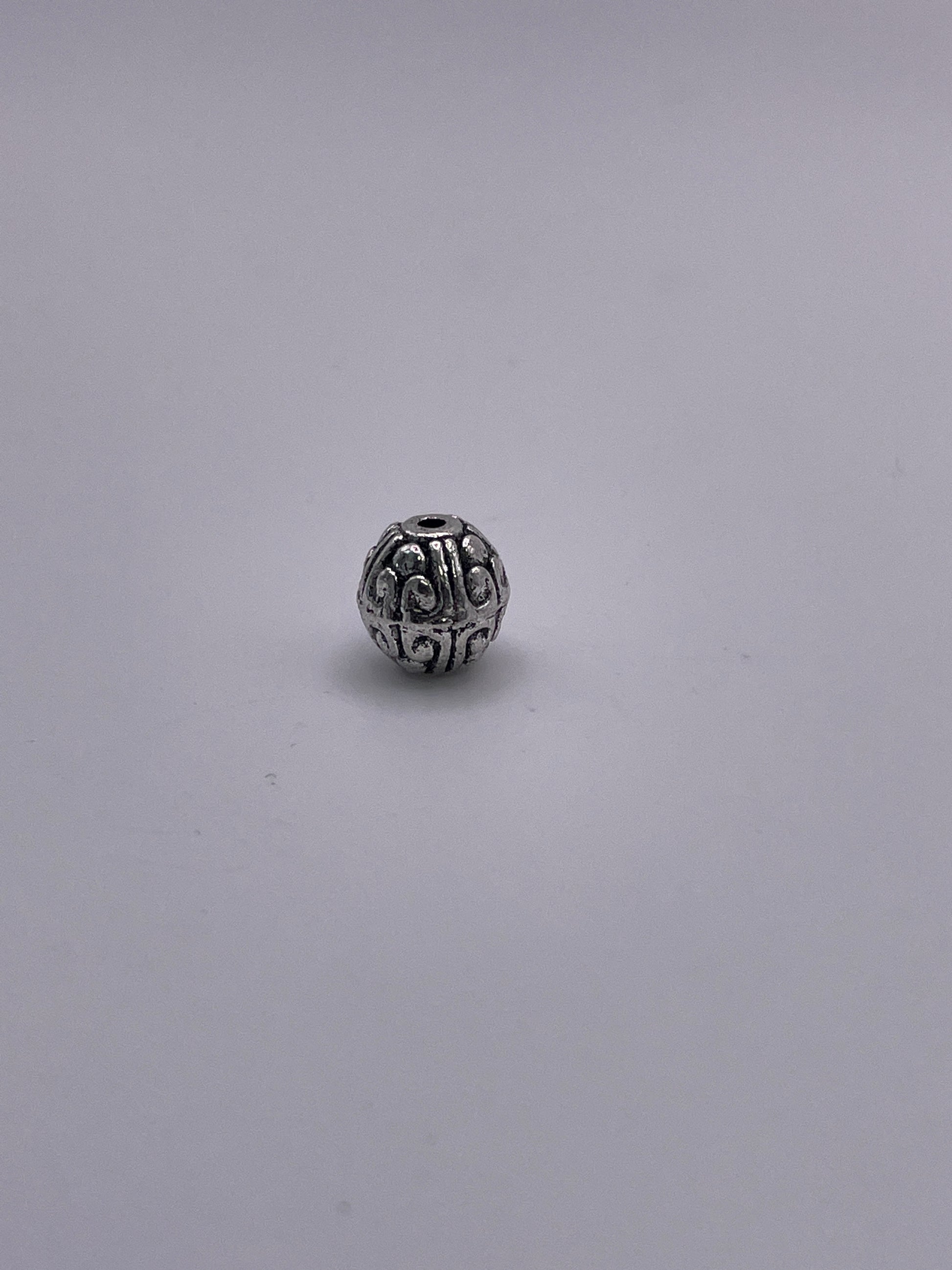 Pewter Round Swirl Decorative Bead 1.2