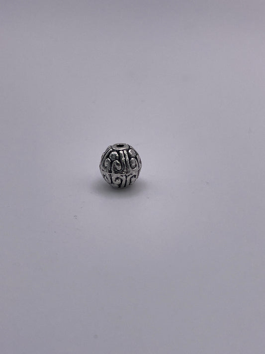Pewter Round Swirl Decorative Bead 1.2