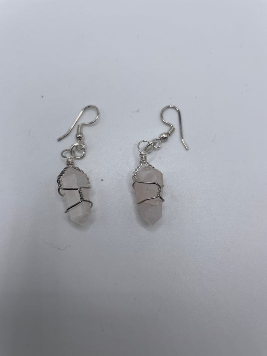 Rose Quartz Wire Wrapped Earrings
