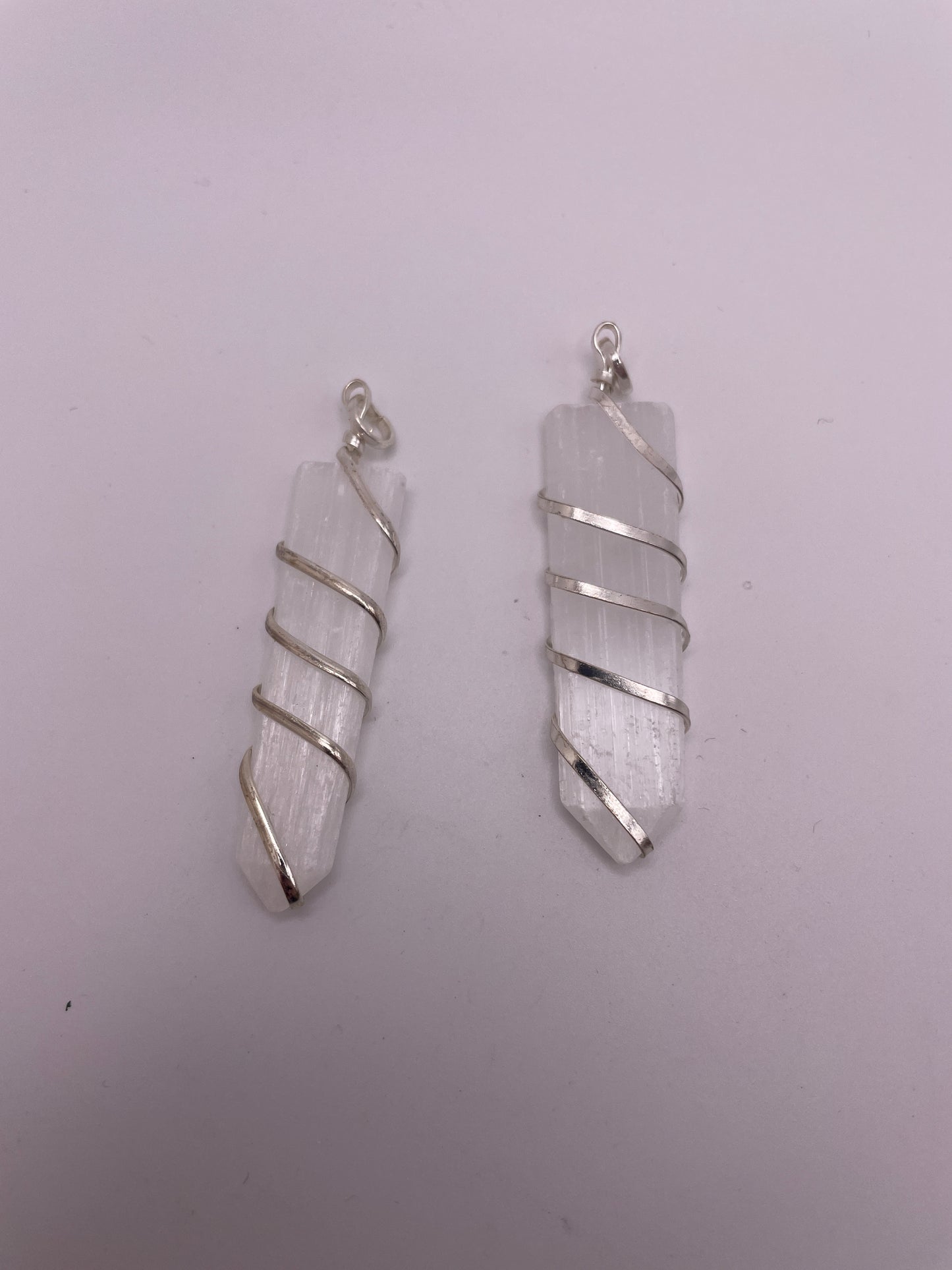 Selenite Point Pendant Spiral