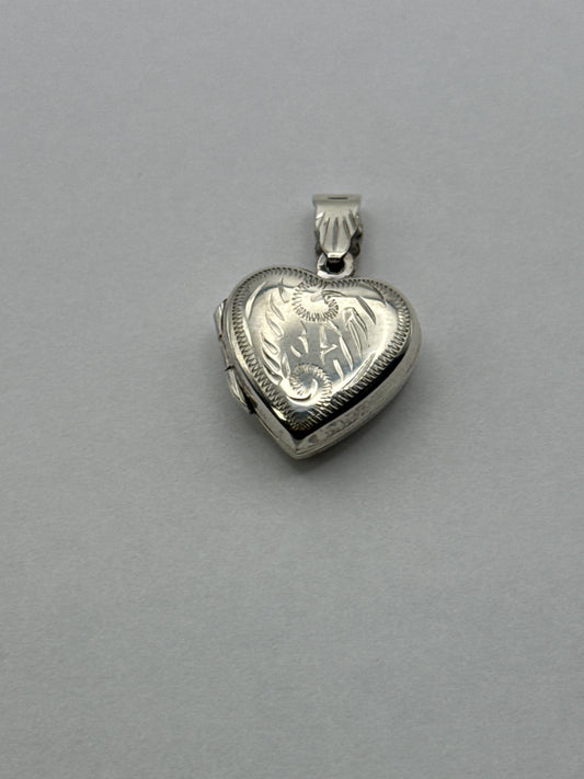 Sterling Silver Heart Locket Pendant with Ornate Design