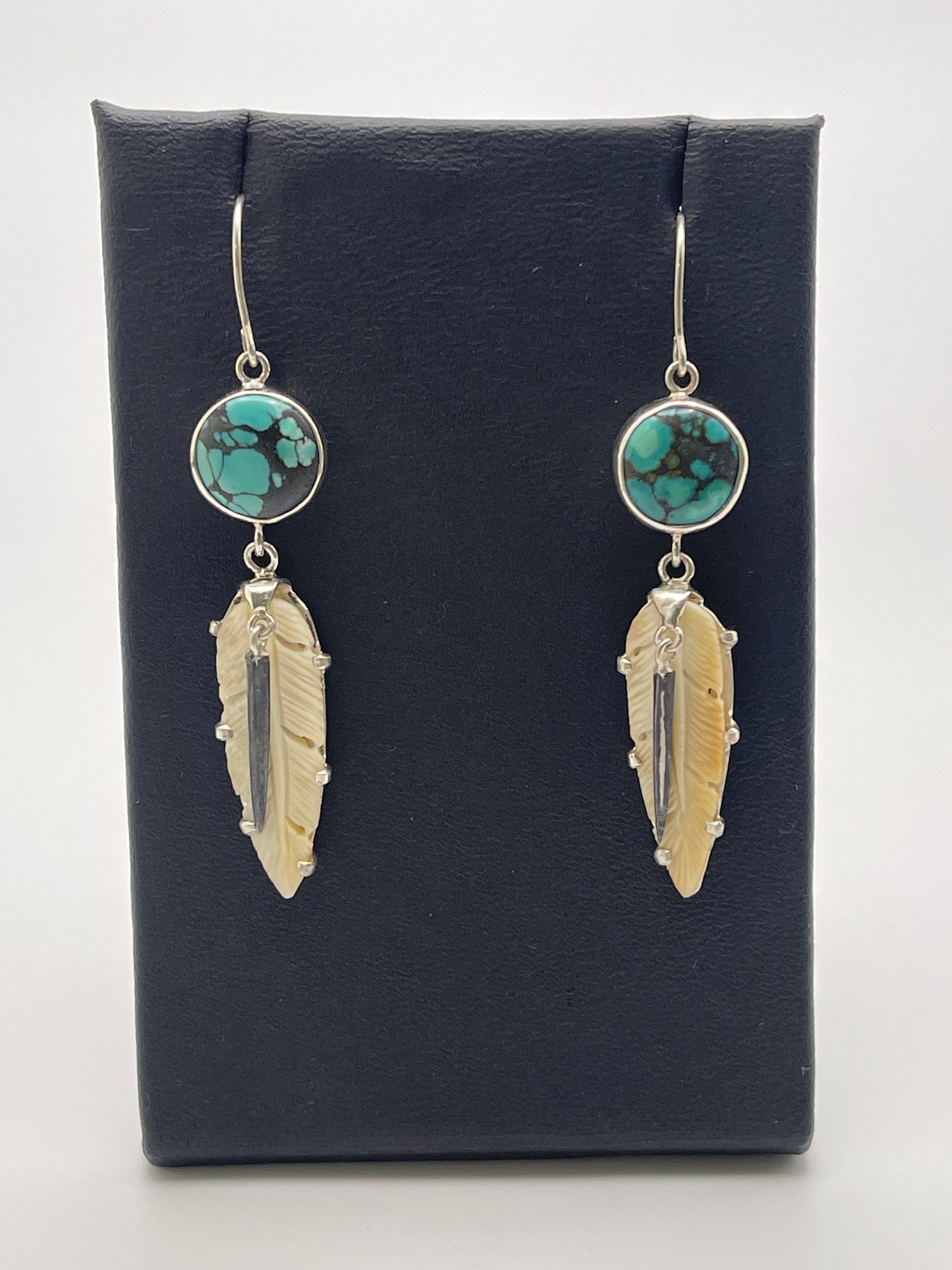 Kingman Turquoise and Petrified Ivory with quill