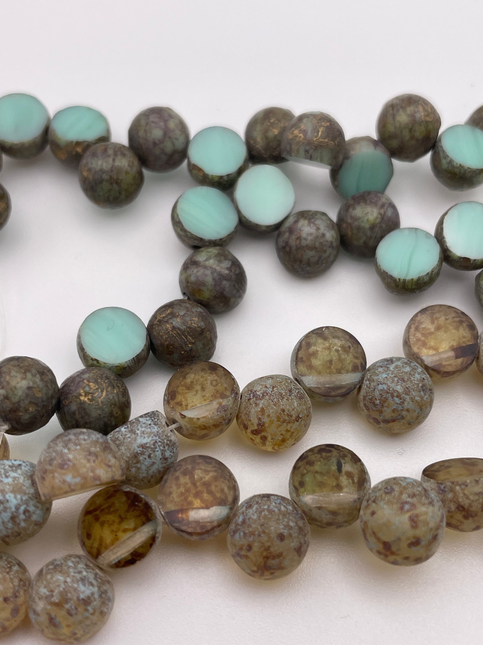 8mm Czech Glass Sliced Bead Top Drill Strand