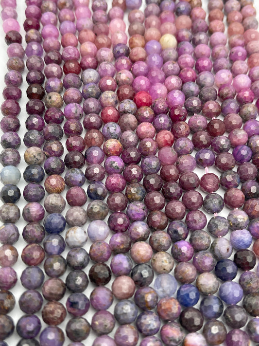 6mm Ruby Faceted Round Natural