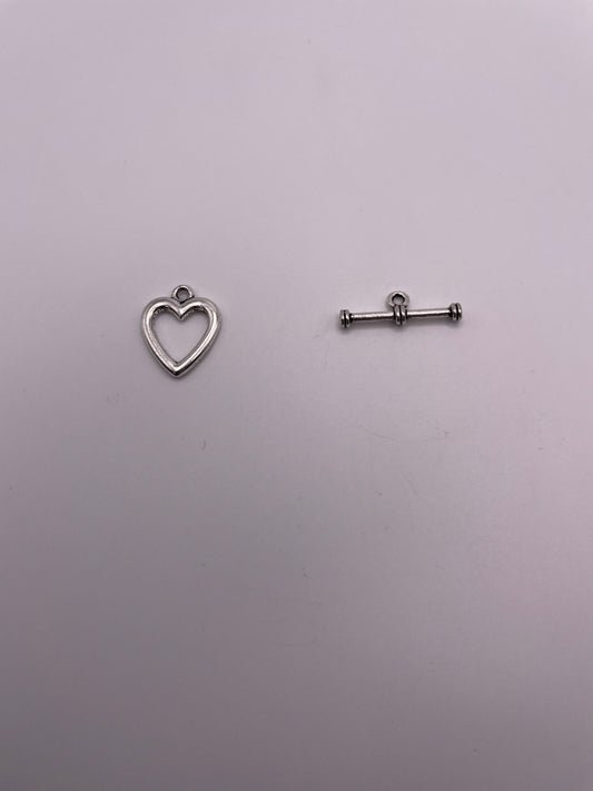 Pewter Plain Heart Toggle Clasp 1.2