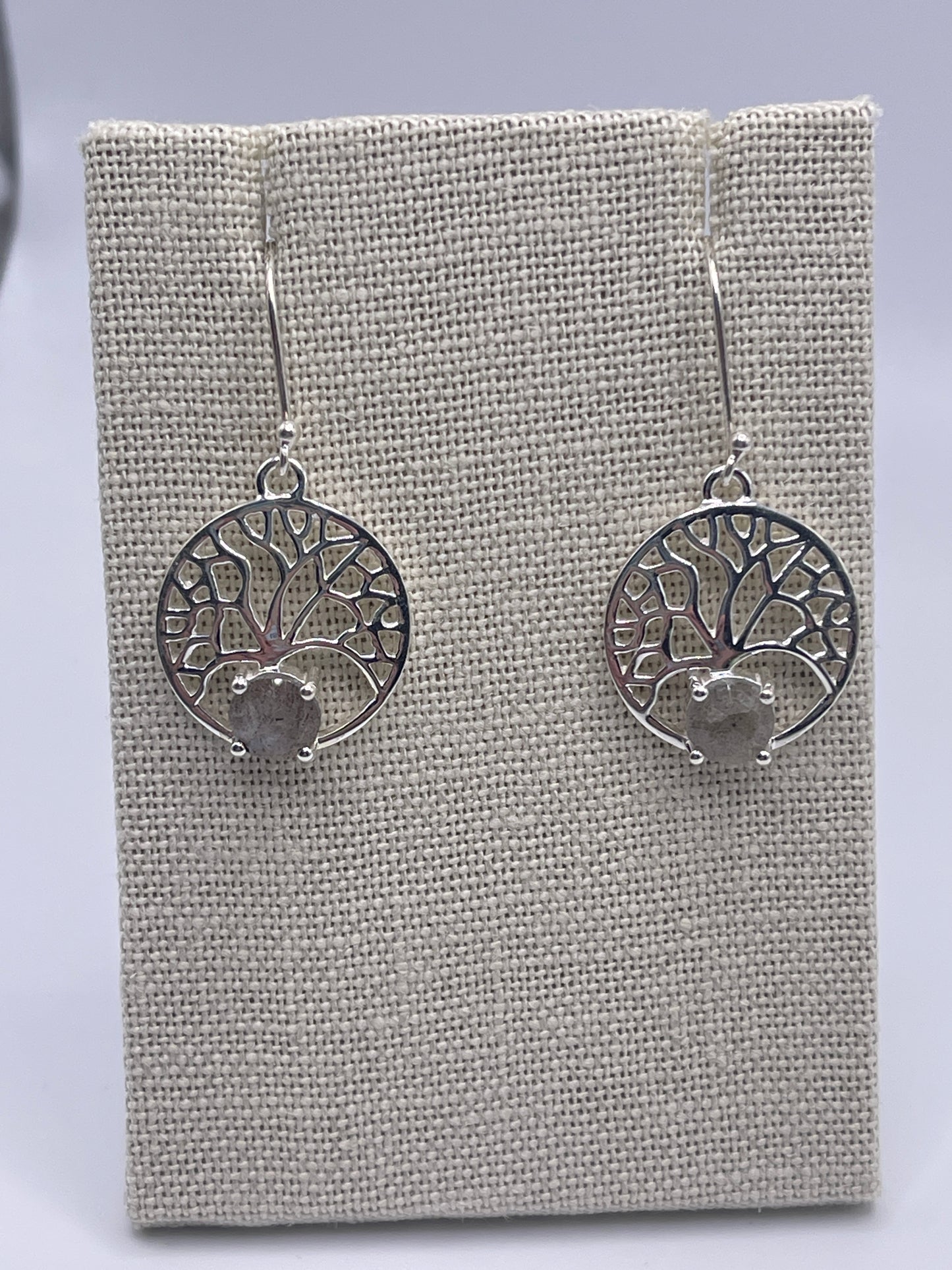 Labradorite Faceted Tree of Life Sterling Silver Earrings