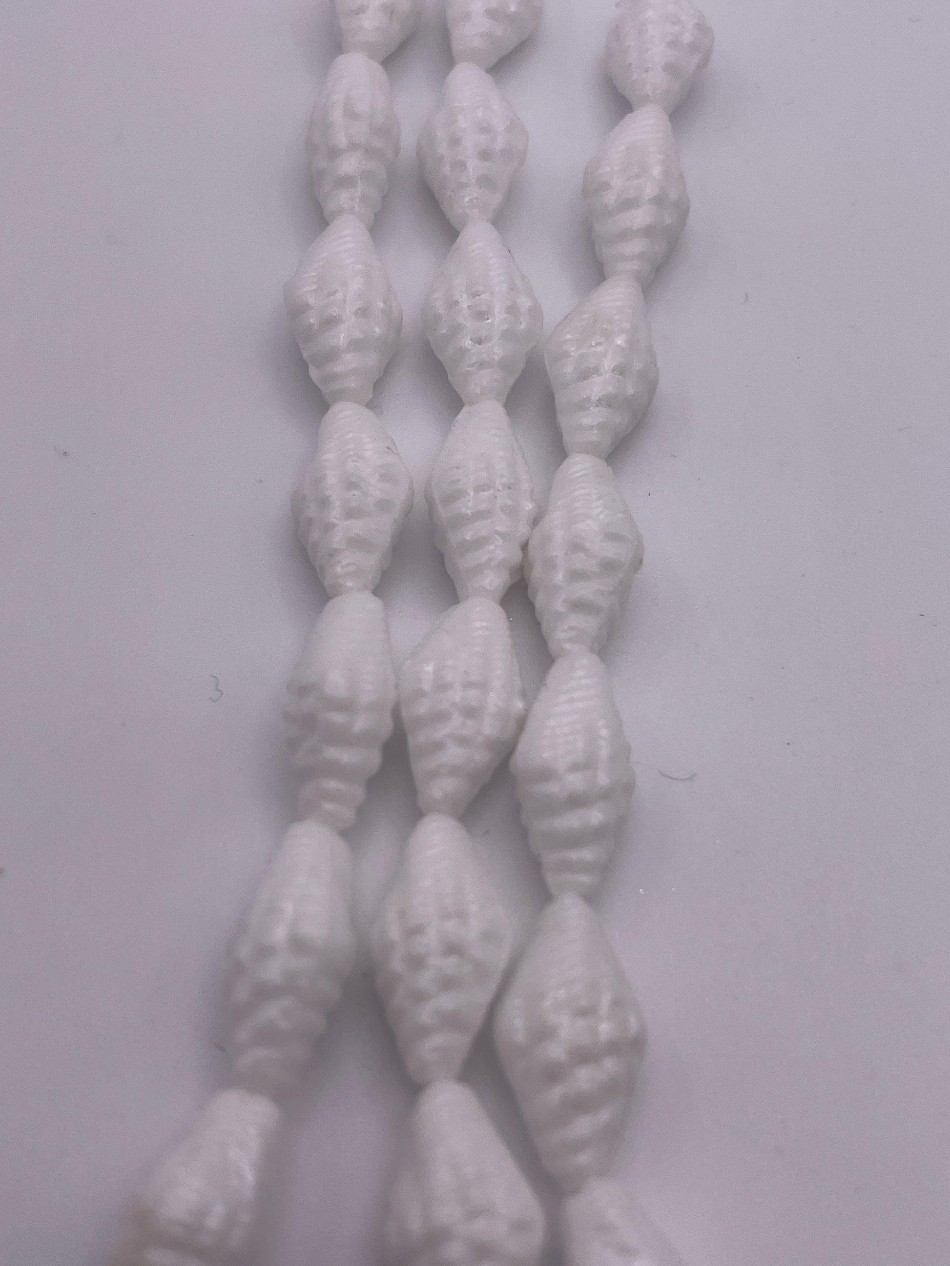 9mm White Bumpy Bicone Czech Bead Strand