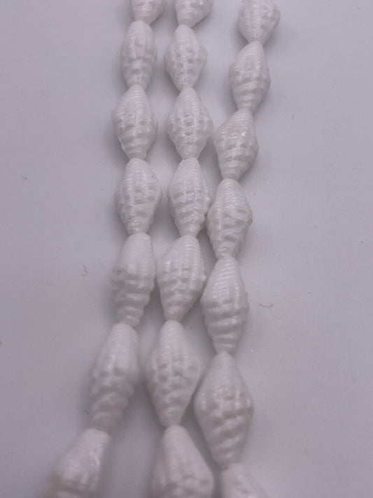 9mm White Bumpy Bicone Czech Bead Strand