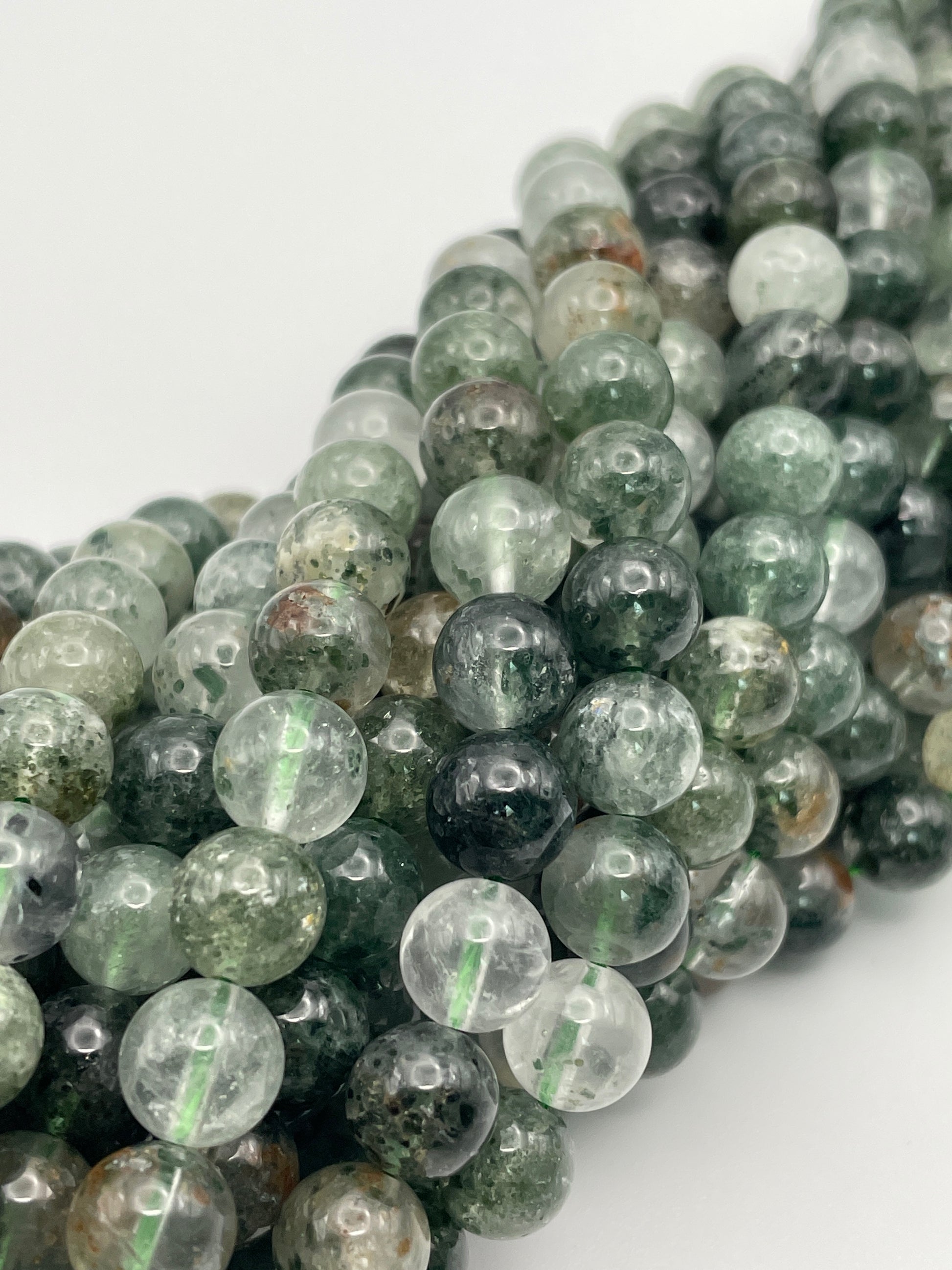 8mm Green Phantom Round Bead Strand