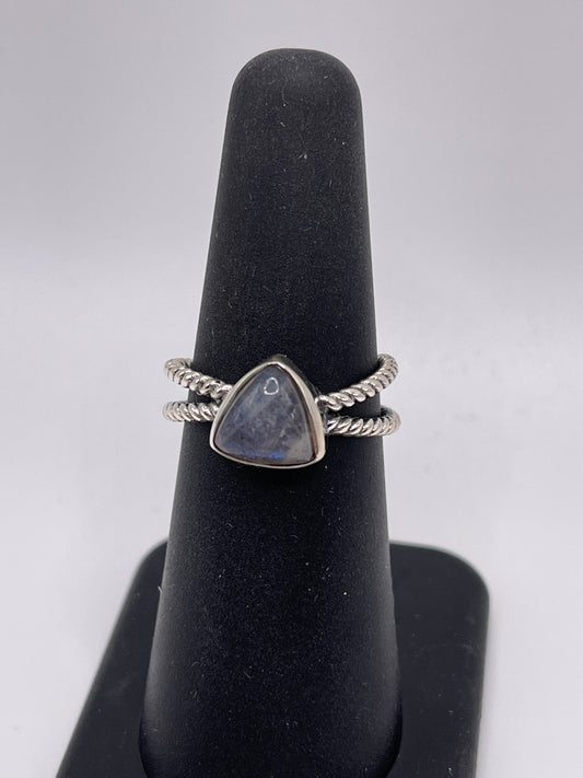 Labradorite Triangle Double Twist Sterling Silver Ring