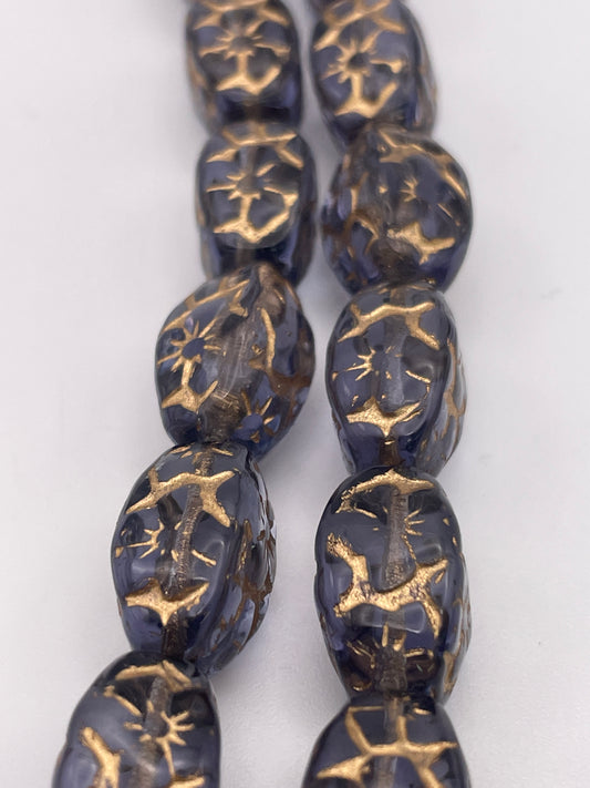 8mm Light Purple Oval Lantern Czech Bead Strand