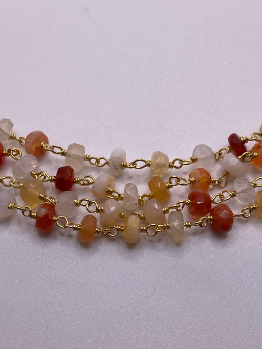 6mm Fire Opal Chain Gold Plated