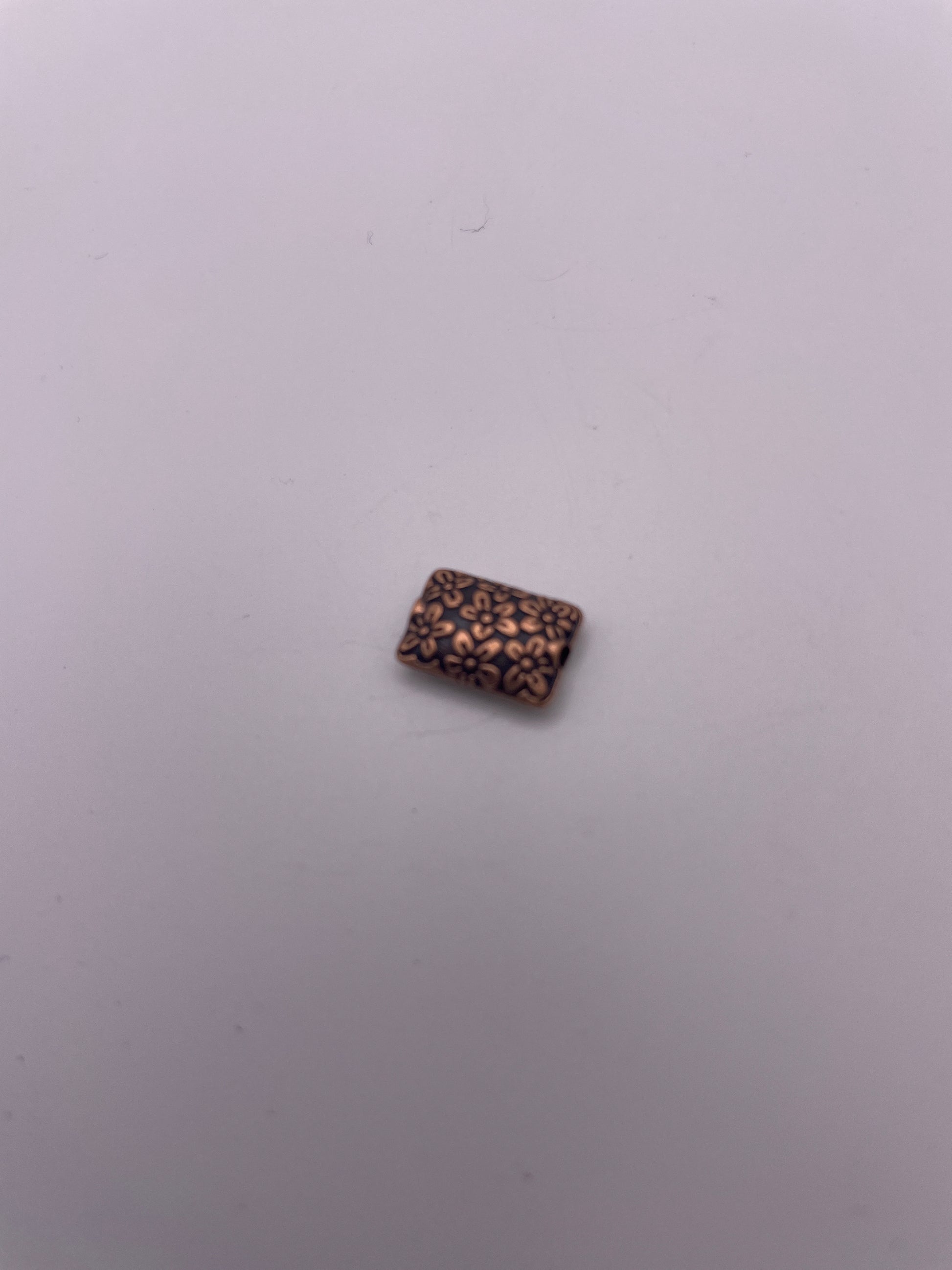 Pewter Rectangle Flower Bead .95
