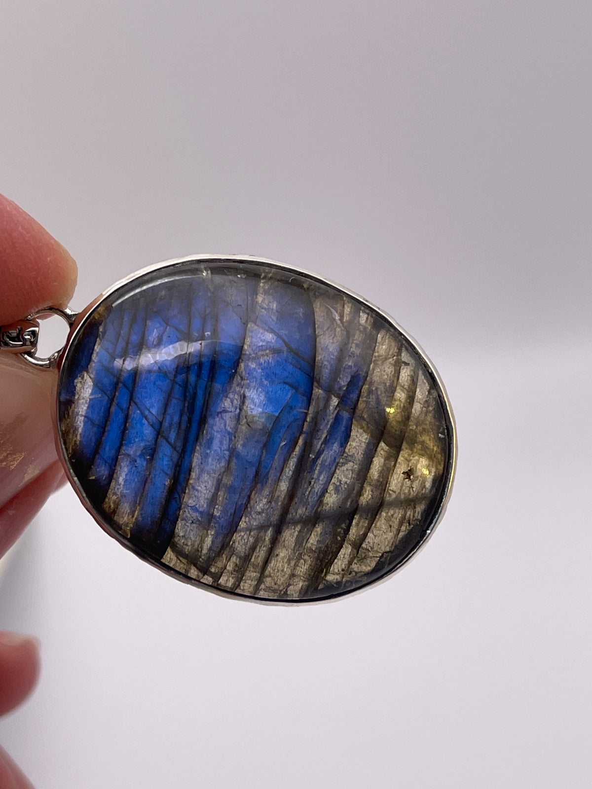 Labradorite with Fancy Bail and Transparent banding Sterling Silver Pendant