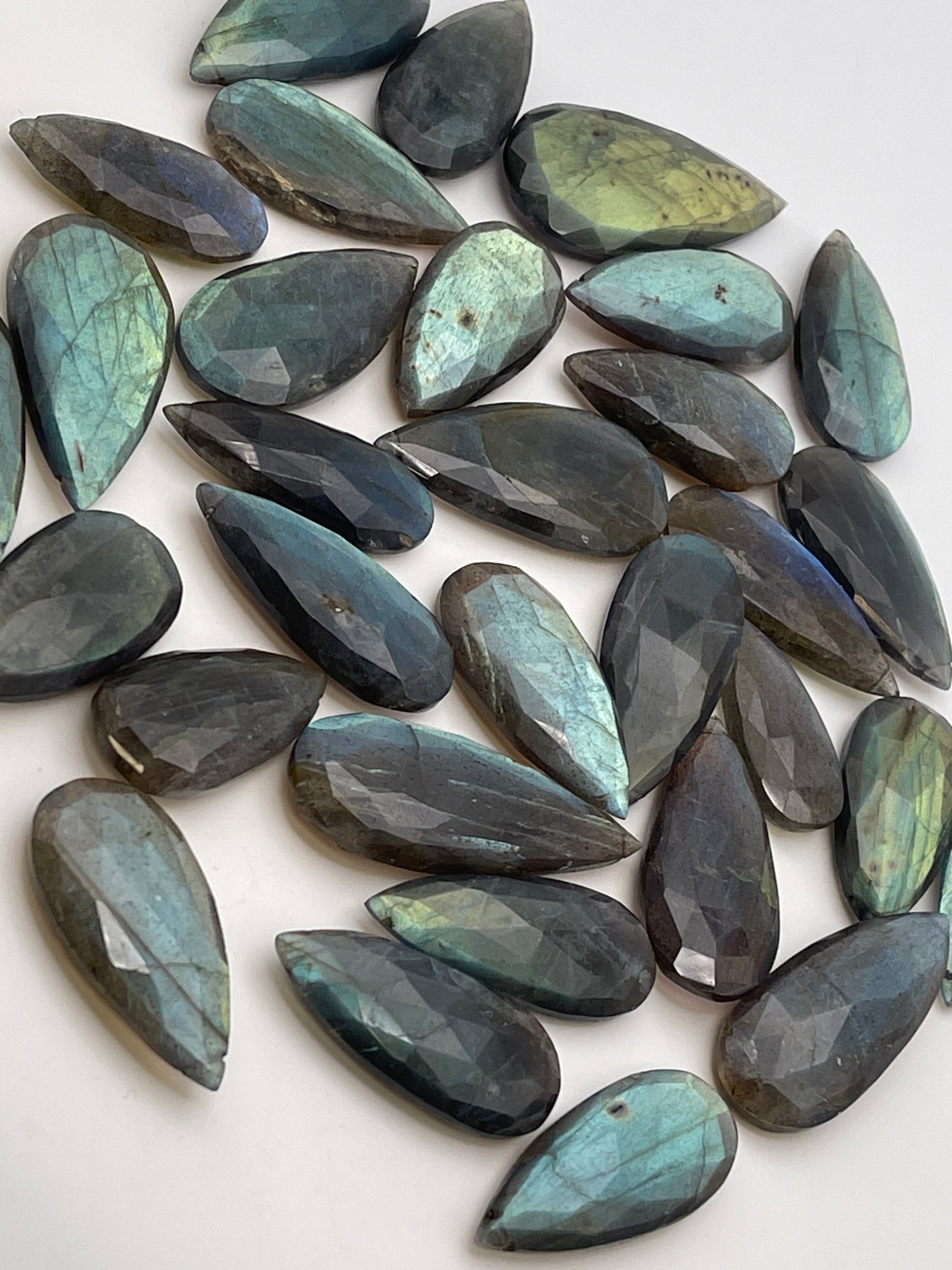 Labradorite Large Faceted Top Drill Single