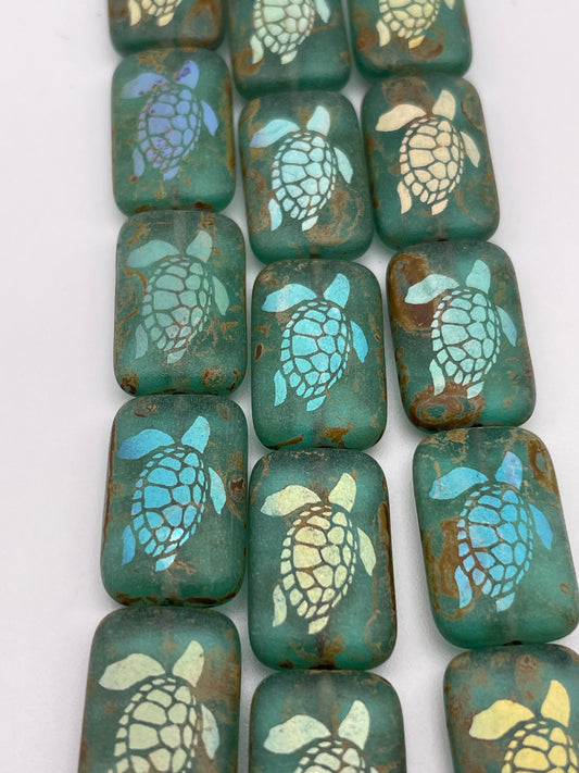 12x18mm Turtle Czech Bead Strand