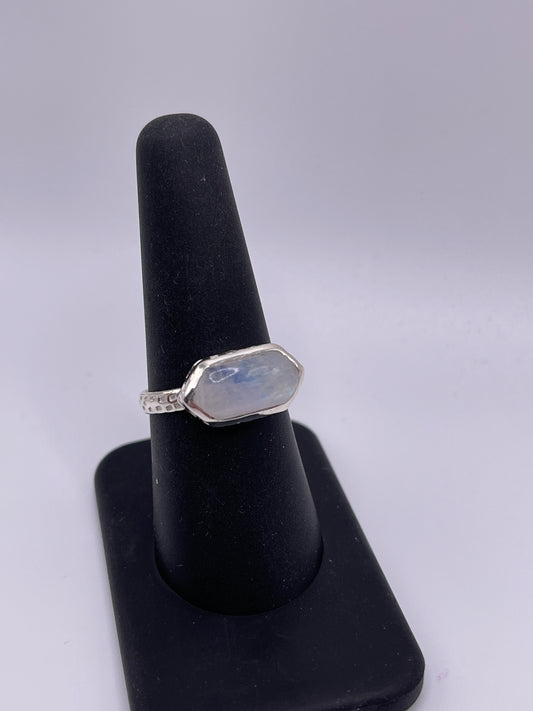 Moonstone Double Terminated Bezel Sterling Silver Ring