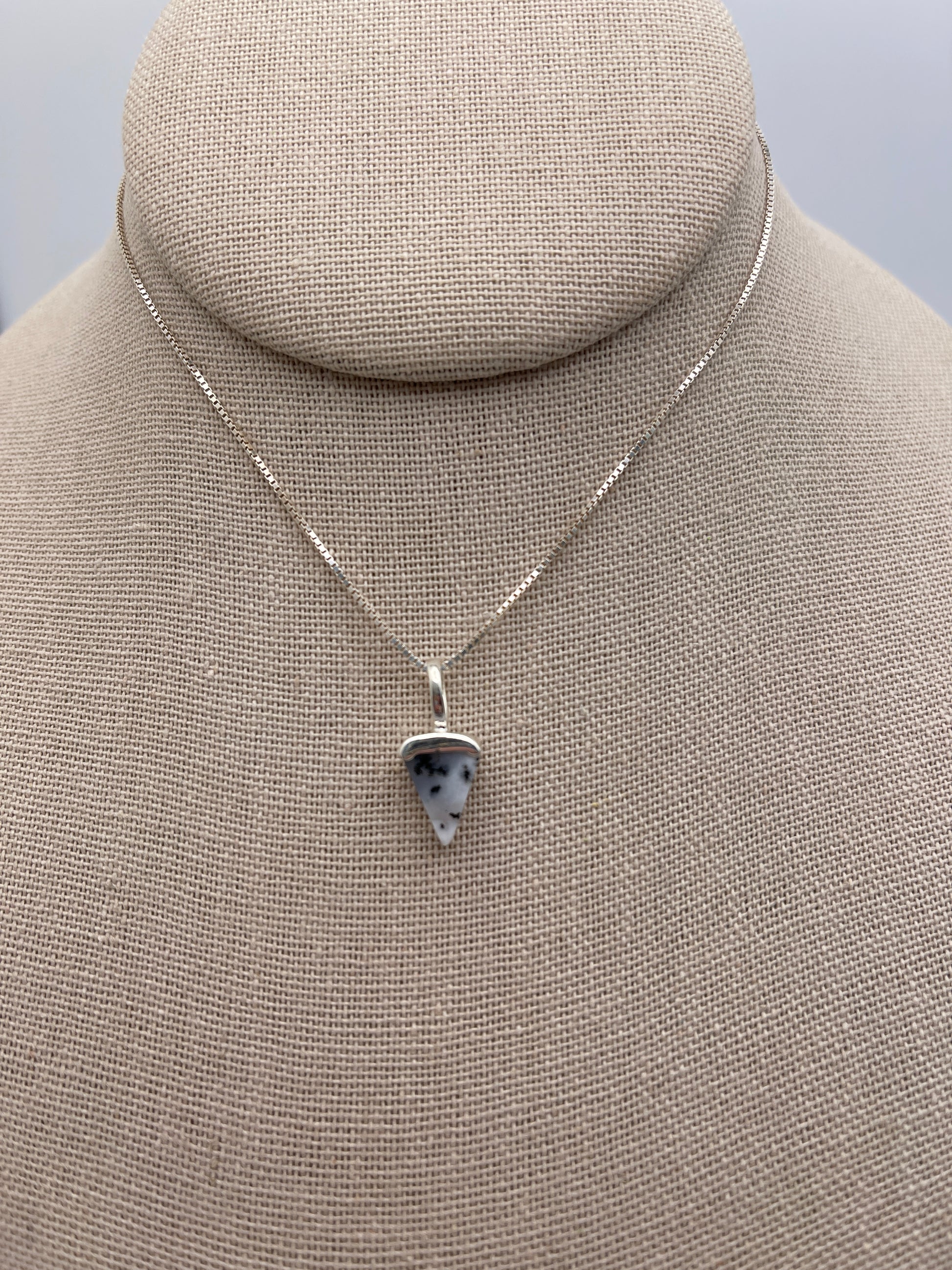 Dendrite Opal Triangle Point Sterling Silver Pendant