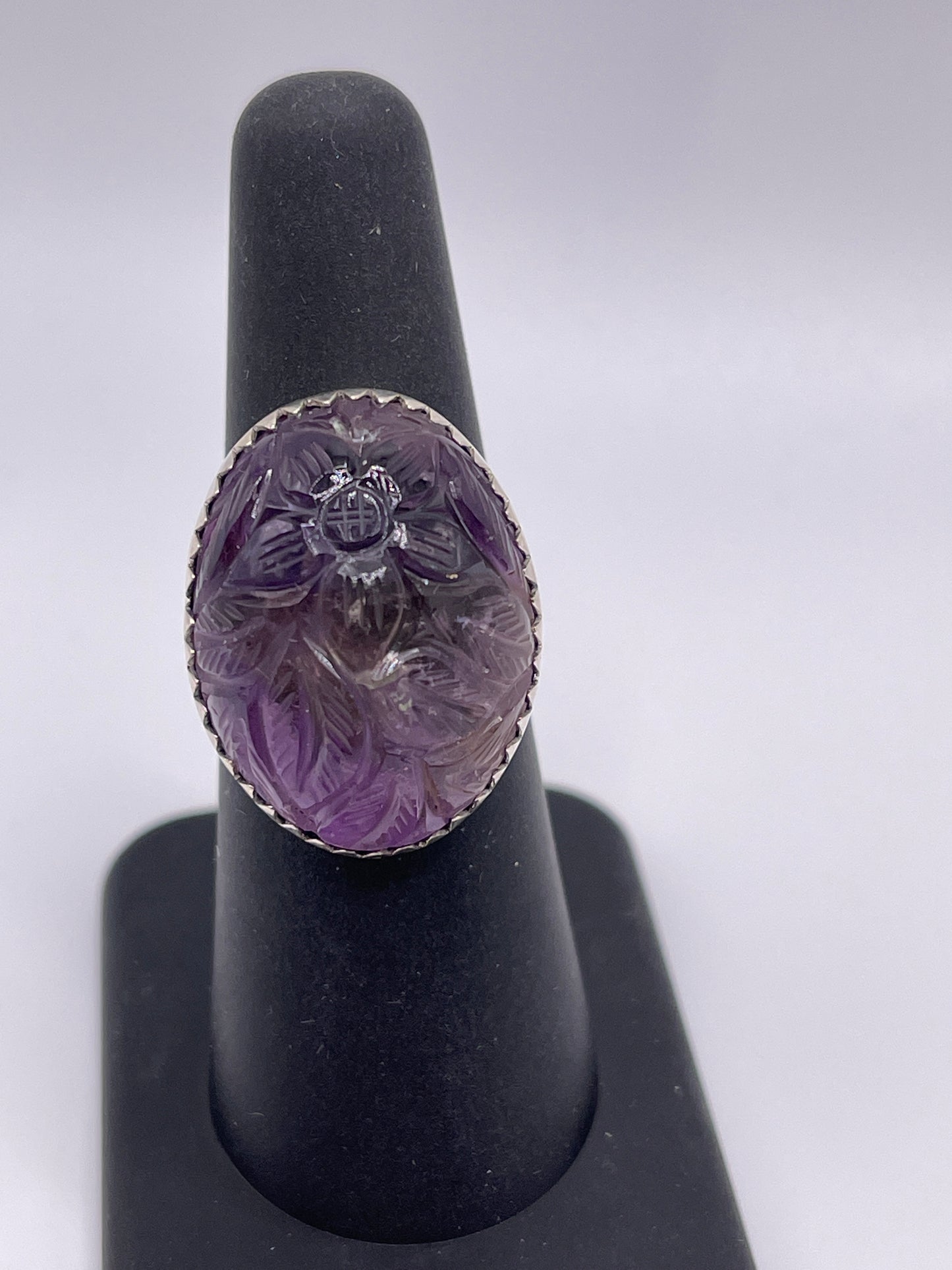 Ametrine Carved Flower Sterling Silver Ring size 7