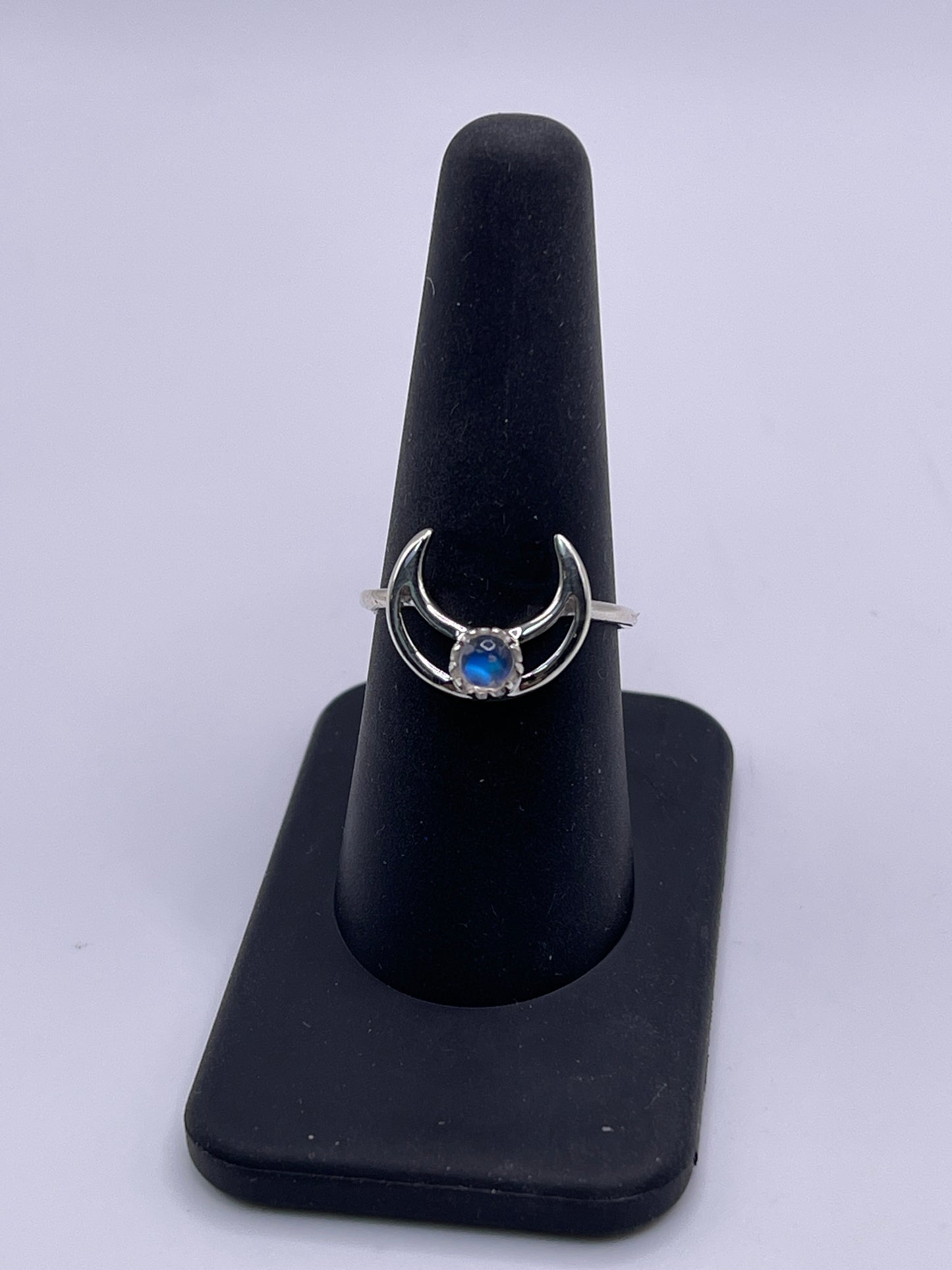 Moonstone Moon Sterling Silver Ring Size 8