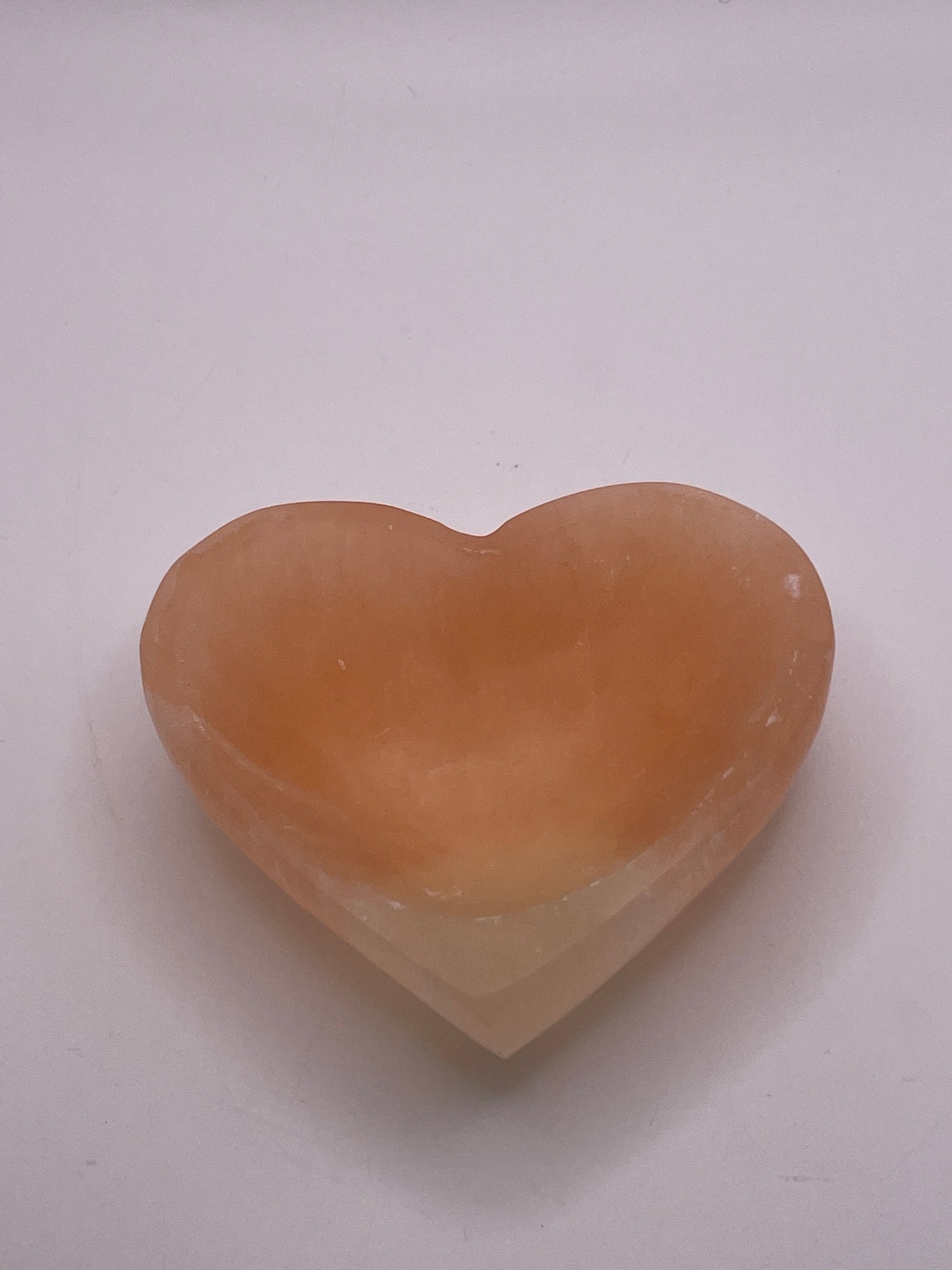 Peach Selenite Heart Bowl 4