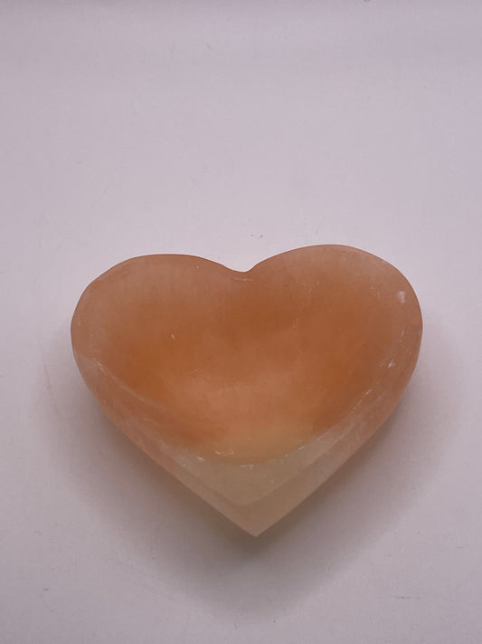 Peach Selenite Heart Bowl 4