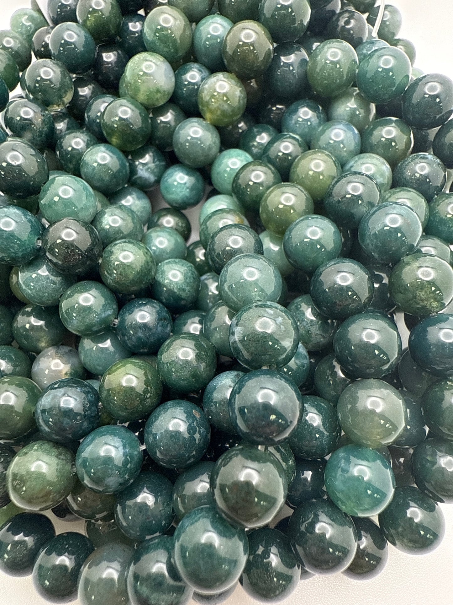 8mm Moss Agate Round Beads