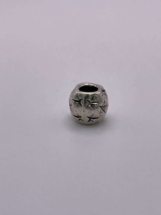 Pewter Star Barrel Bead 1.5