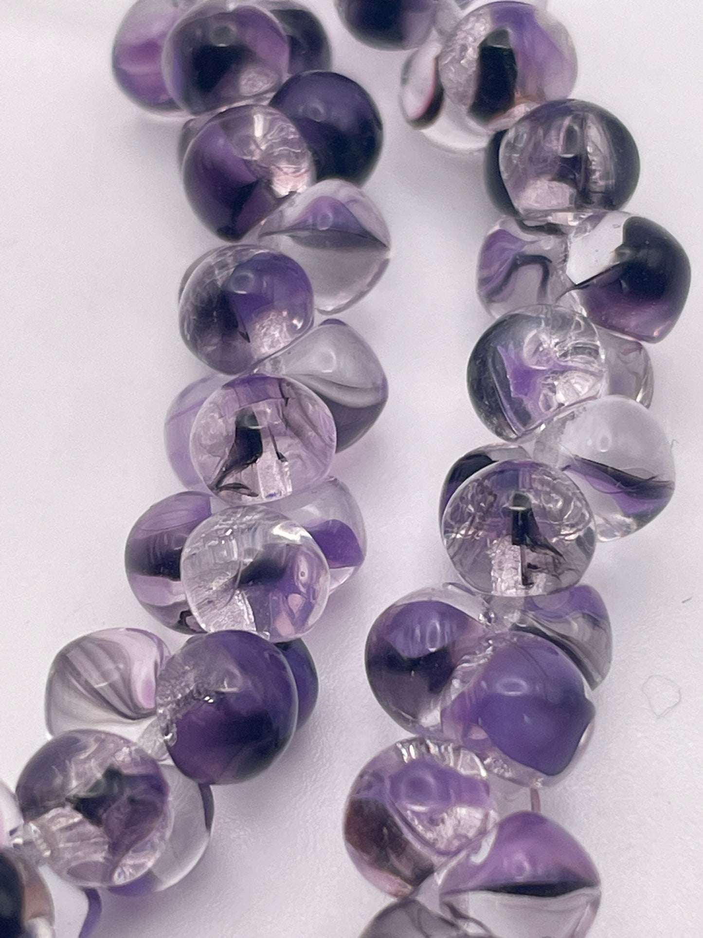 6mm Purple Tapered Ball Top Drilled Czech Bead Strand